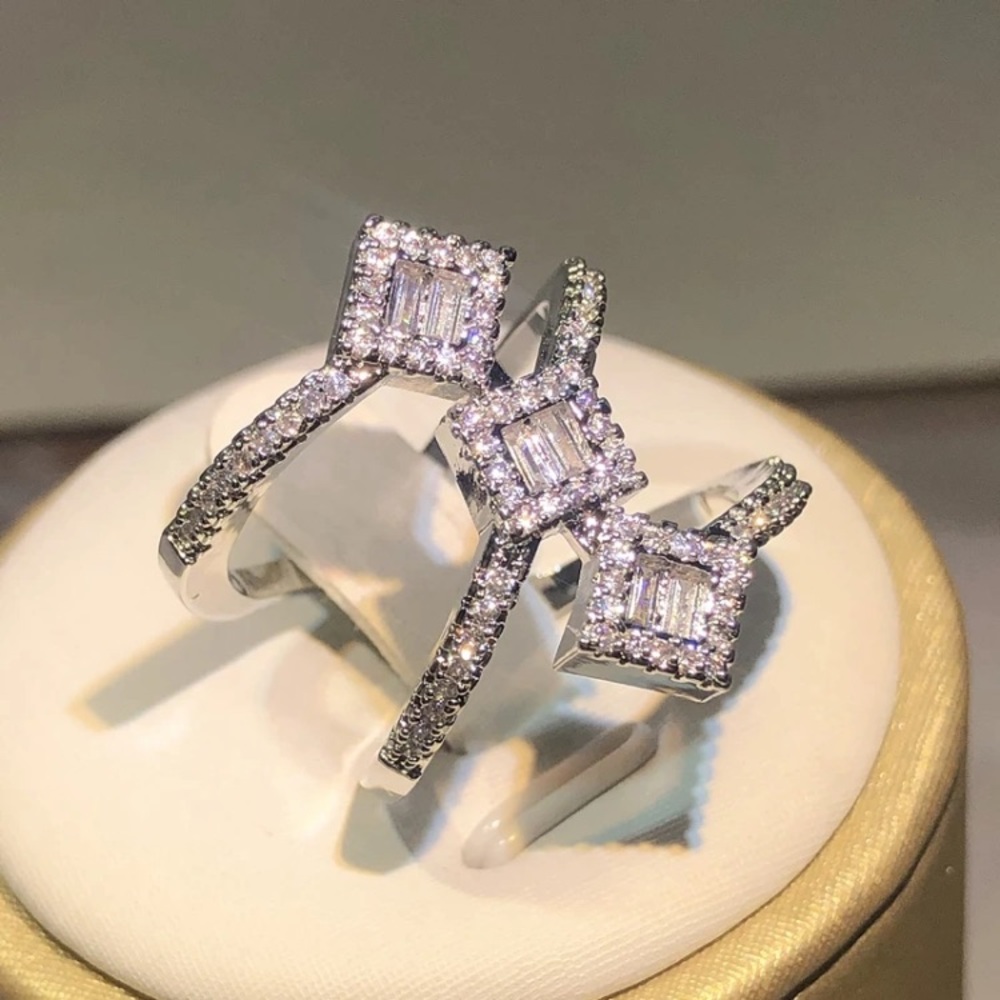 925 silver stamped size 7 geometric bridal ring
